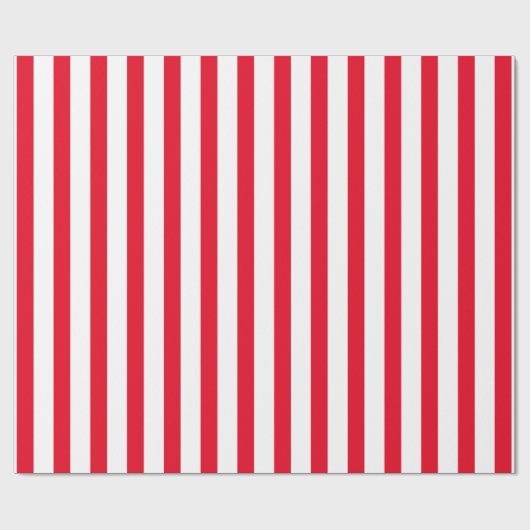Papier Cadeau Blanc moderne sur les rayures rouges Motif (Plat)