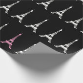 Papier Cadeau Blanc noir Girly, Tours Eiffel français roses de (Coin)