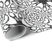 Papier cadeau blanc + noir motif géométrique (Coin rond)