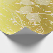 Papier Cadeau blanc, or, argent, merci, fleurs, fleurs, (Coin)