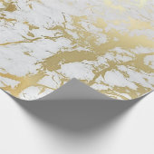 Papier Cadeau Blanc or Carrara Marbre Pierre VIP Luxe (Coin)