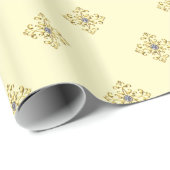 Papier Cadeau Blanc/Or de luxe (Coin rond)