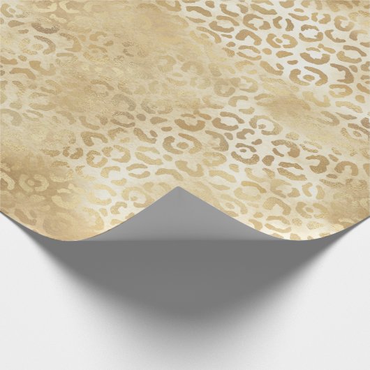 Papier Cadeau Blanc Or Ombre Leopard (Coin)