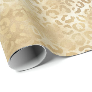 Papier Cadeau Blanc Or Ombre Leopard