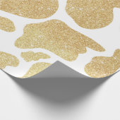 Papier Cadeau Blanc Or simple Grandes Portes de vache Motif anim (Coin)