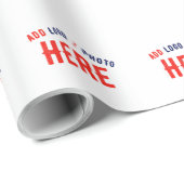 PAPIER CADEAU BLANC PERSONNALISABLE MODERNE ET ÉLÉGANT, MARQUE V (Coin rond)