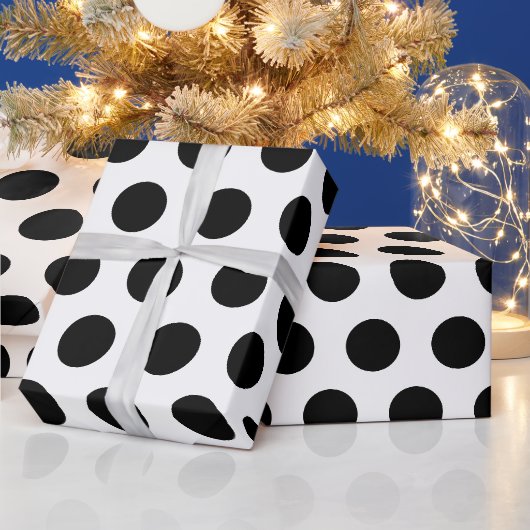 Papier Cadeau blanc & points noirs chic moderne (Vacances)