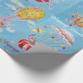 PAPIER CADEAU BLANC, POULET, BALLONS AVEC OEUFS DE PÂQUES (Coin)