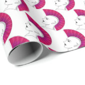 Papier Cadeau Blanc punk de style de Mohawk rose (Coin rond)