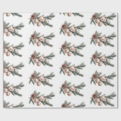 Papier Cadeau Blanc Rose or ornements Noël (Plat)