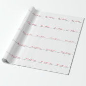 Papier Cadeau Blanc Rouge tendance écriture manuscrite Plaine cr (Déroulé)