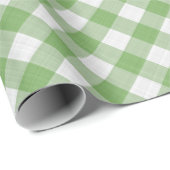 Papier Cadeau Blanc Shabby Chic Pomme Clair Vert Gingham (Coin rond)