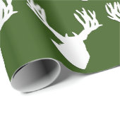 Papier Cadeau Blanc Silhouette Buck (Coin rond)