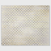 Papier Cadeau Blanc Silver Gris Or Diamond Coupe Bois Rustique (Plat)