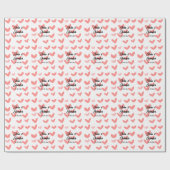 Papier Cadeau blanc simple style de texte mariage rouge coeur (Plat)