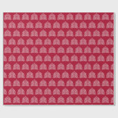Papier Cadeau Blanc sur arbre de Noël scandinave rouge (Plat)