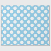 Papier Cadeau Blanc sur Bébé Bleu Grand Taille Pois (Plat)