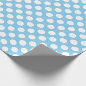 Papier Cadeau Blanc sur Bébé Bleu Moyen Taille Pois (Coin)