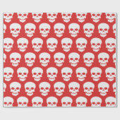 Papier Cadeau Blanc sur crâne rouge (Plat)