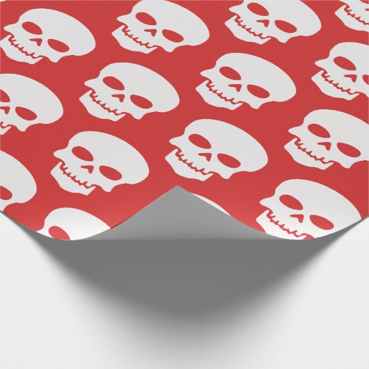 Papier Cadeau Blanc sur crâne rouge (Coin)
