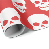 Papier Cadeau Blanc sur crâne rouge (Coin rond)