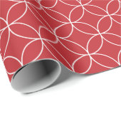 Papier Cadeau Blanc sur les cercles de chevauchement rouge foncé (Coin rond)