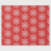Papier Cadeau Blanc sur les fleurs rouges (Plat)
