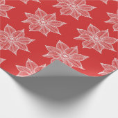 Papier Cadeau Blanc sur les fleurs rouges (Coin)