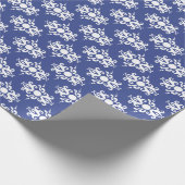 Papier Cadeau Blanc sur Navy Blue Damask v2 (Coin)
