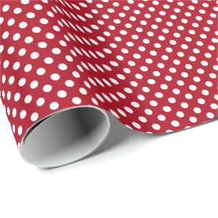 Papier Cadeau Blanc sur pois rouge