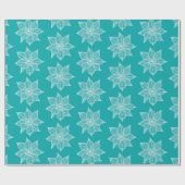 Papier Cadeau Blanc sur vert mer Fleurs croquantes (Plat)
