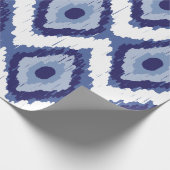 Papier Cadeau Blanc tribal Chevron de diamant d'Ikat de bleu (Coin)