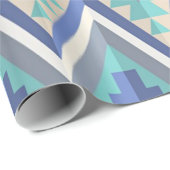 Papier Cadeau Blanc turquoise de Taupe de gris bleu de Chevron (Coin rond)