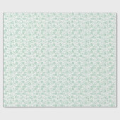 Papier Cadeau Blanc vert floral (Plat)