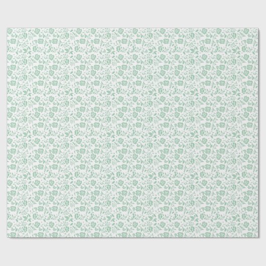 Papier Cadeau Blanc vert floral (Plat)