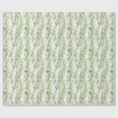 Papier Cadeau Blanc Vert Ivy Feuille Jungle Anniversaire (Plat)