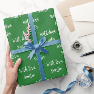 Papier Cadeau Blanc Vert Noël Avec Amour De Père Noël