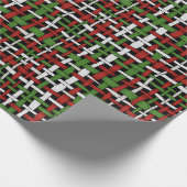 Papier Cadeau Blanc vert rouge saisonnier tissé graphique de (Coin)