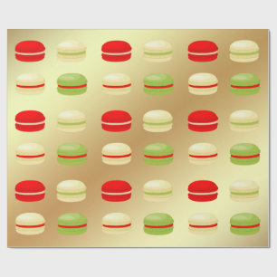 Papier Cadeau Blanc vert rouge sur le Français Macarons de Noël