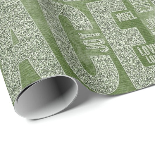 Papier Cadeau Blanc Vert Typographie moderne Noël présent (Coin rond)