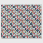 Papier Cadeau Blanc Vintage Noël Ornements Motif (Plat)