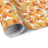 Papier Cadeau BLANCHE | Parties scintillant moderne Faux Feuille (Coin rond)