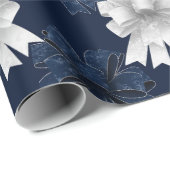 Papier Cadeau Blancs Bleu Noël (Coin rond)