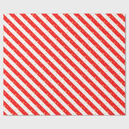 Papier Cadeau Blancs et pointes en diagonale rouge (Plat)