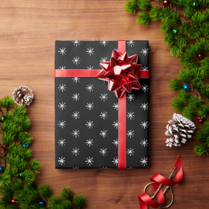 Papier Cadeau Blancs mignons noires à main noires étoiles flocon