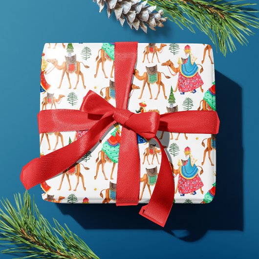 Papier Cadeau Blancs mignons Trois hommes sages Noël