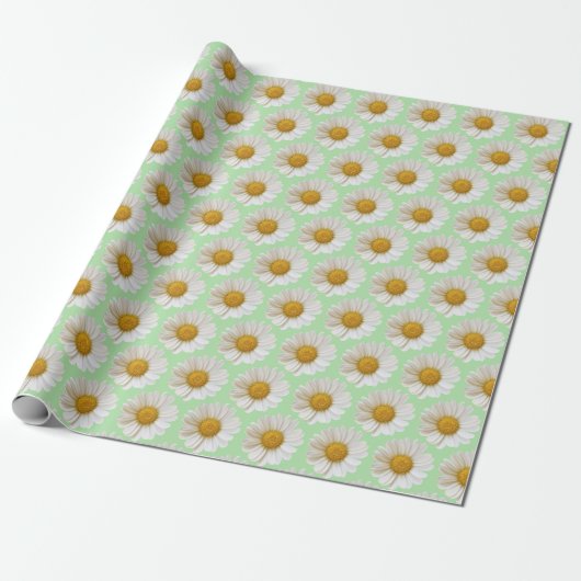 Papier Cadeau Blancs Motif Lumière Sage Vert (Déroulé)