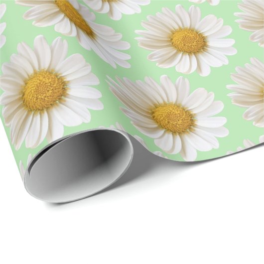 Papier Cadeau Blancs Motif Lumière Sage Vert (Coin rond)