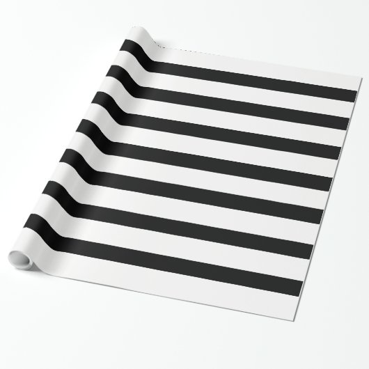 Papier Cadeau Blancs noirs extra large bande horizontale (Déroulé)
