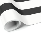 Papier Cadeau Blancs noirs extra large bande horizontale (Coin rond)